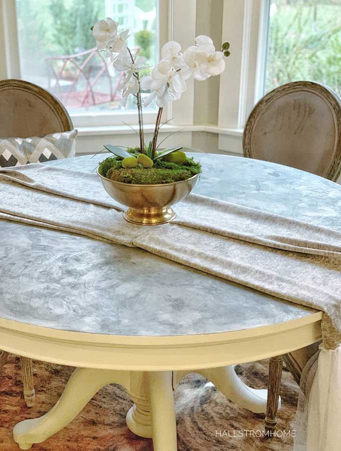 Faux Marble Chalk Painted Table Top Tutorial Hallstrom Home