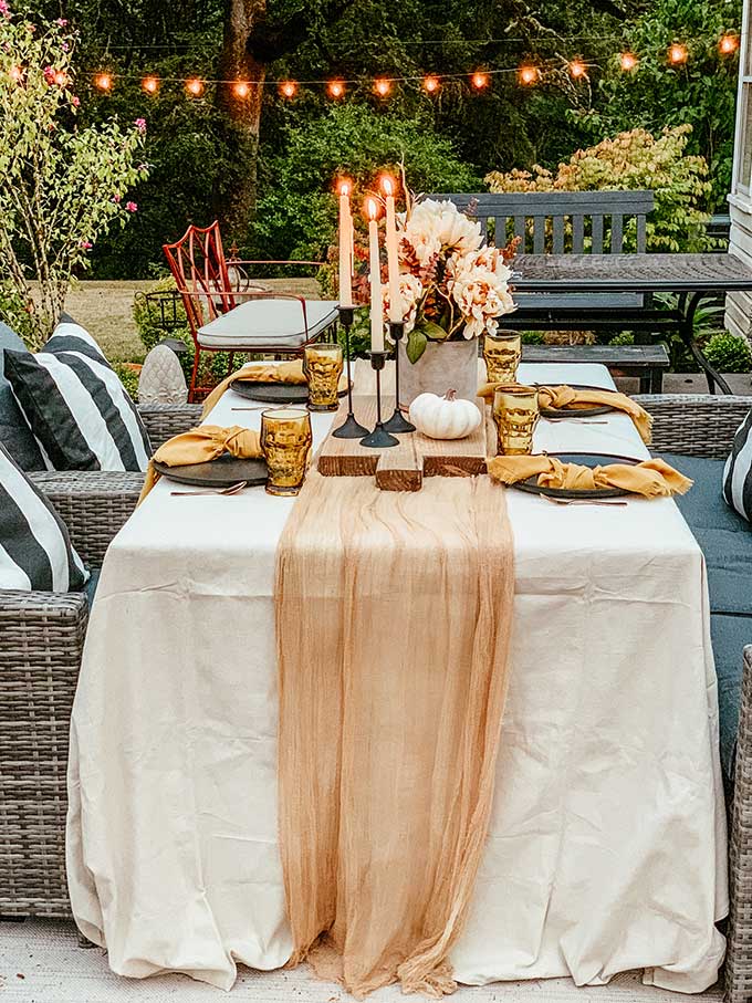 Easy Fall Outdoor Table with Drop Cloth – Hallstrom Home